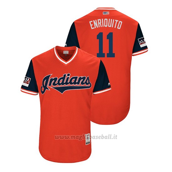Maglia Baseball Uomo Cleveland Indians Jose Ramirez 2018 Llws Players Weekend Enriquito Rosso